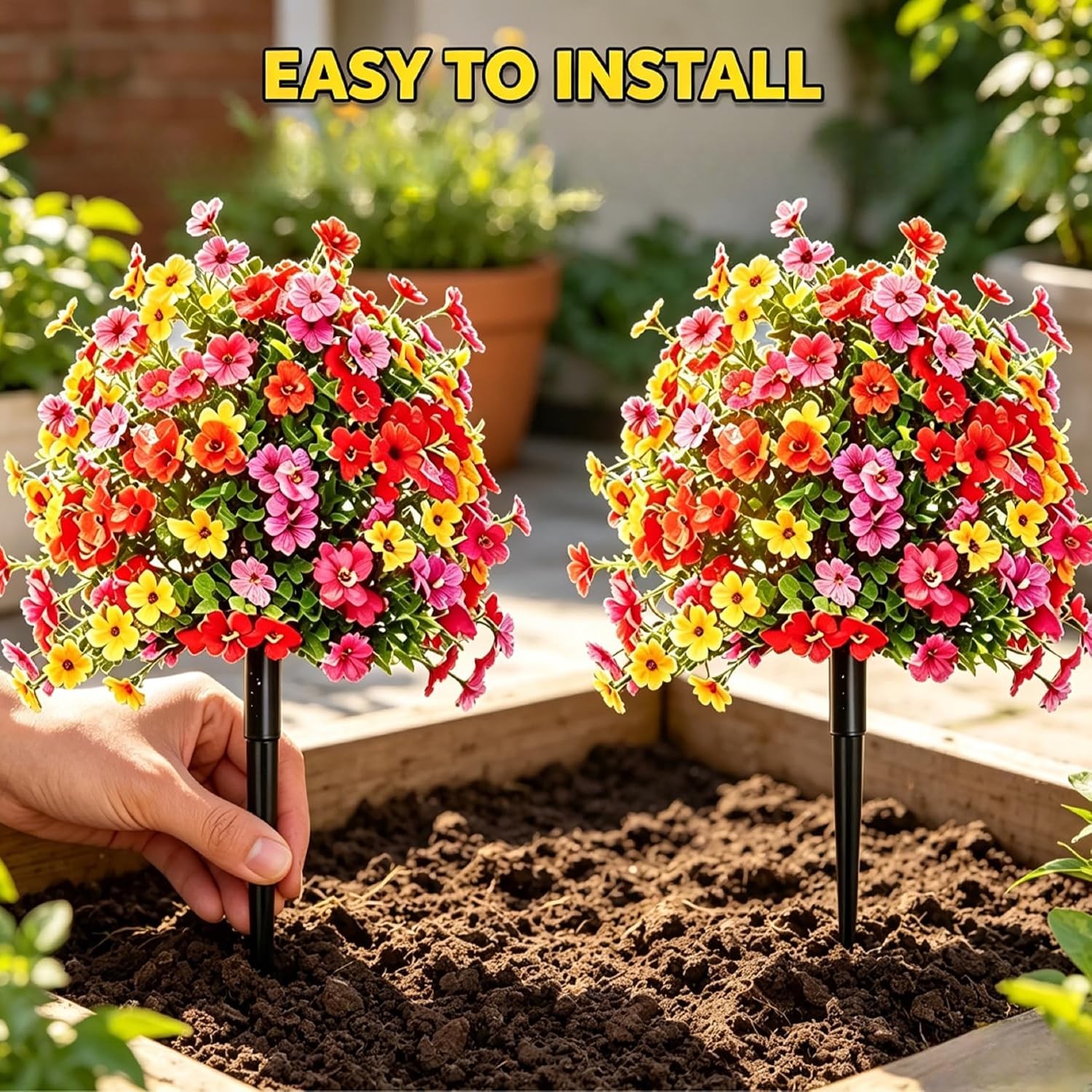Artificial Violet Flowers with Ground Spike Fake Plants Garden Patio Yard Decor
