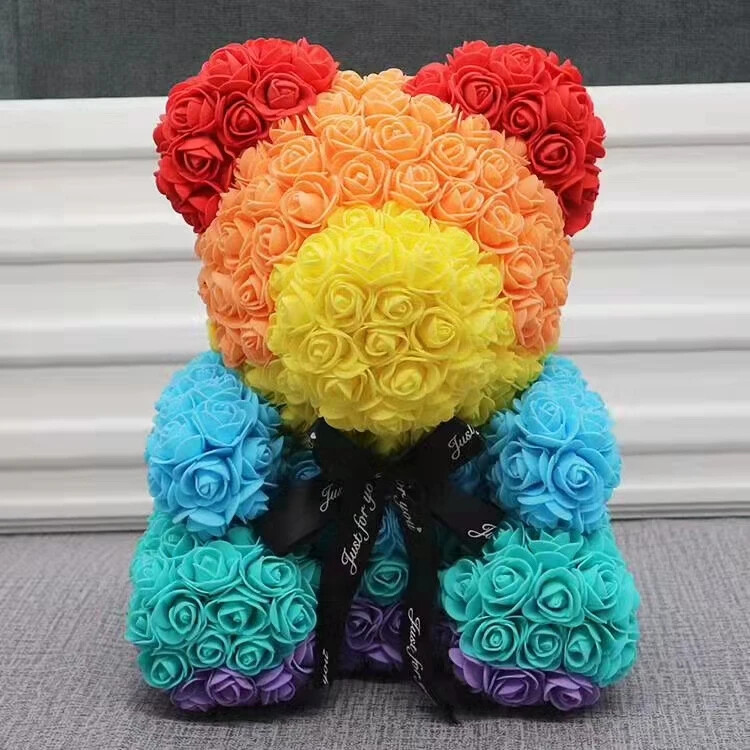 Valentine’s Teddy Bear Gift Set: Artificial Foam Bears with Roses in a Box