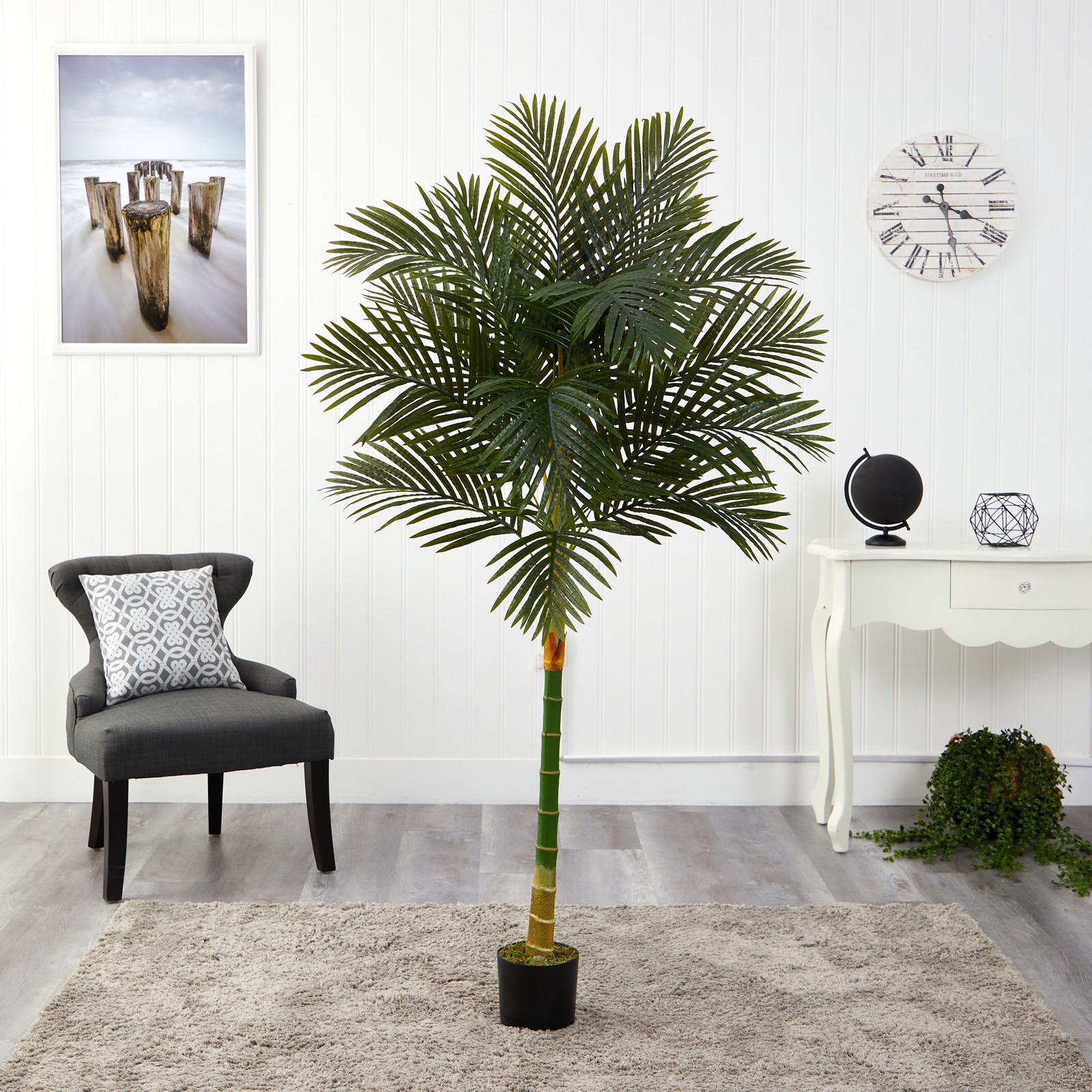 Nearly Natural 6ft Golden Cane Artificial Palm Tree in Green