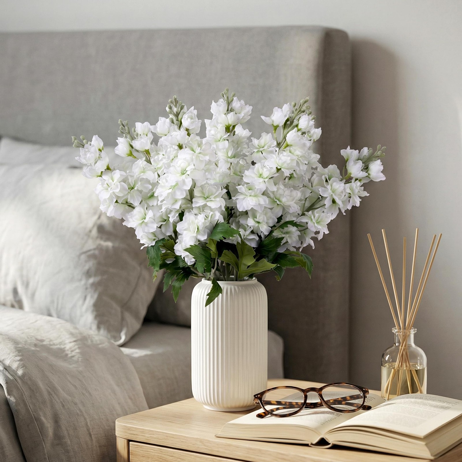 Fake Flowers 23.6” Delphinium Artificial Flowers 8Pcs Silk Flowers with Stems…