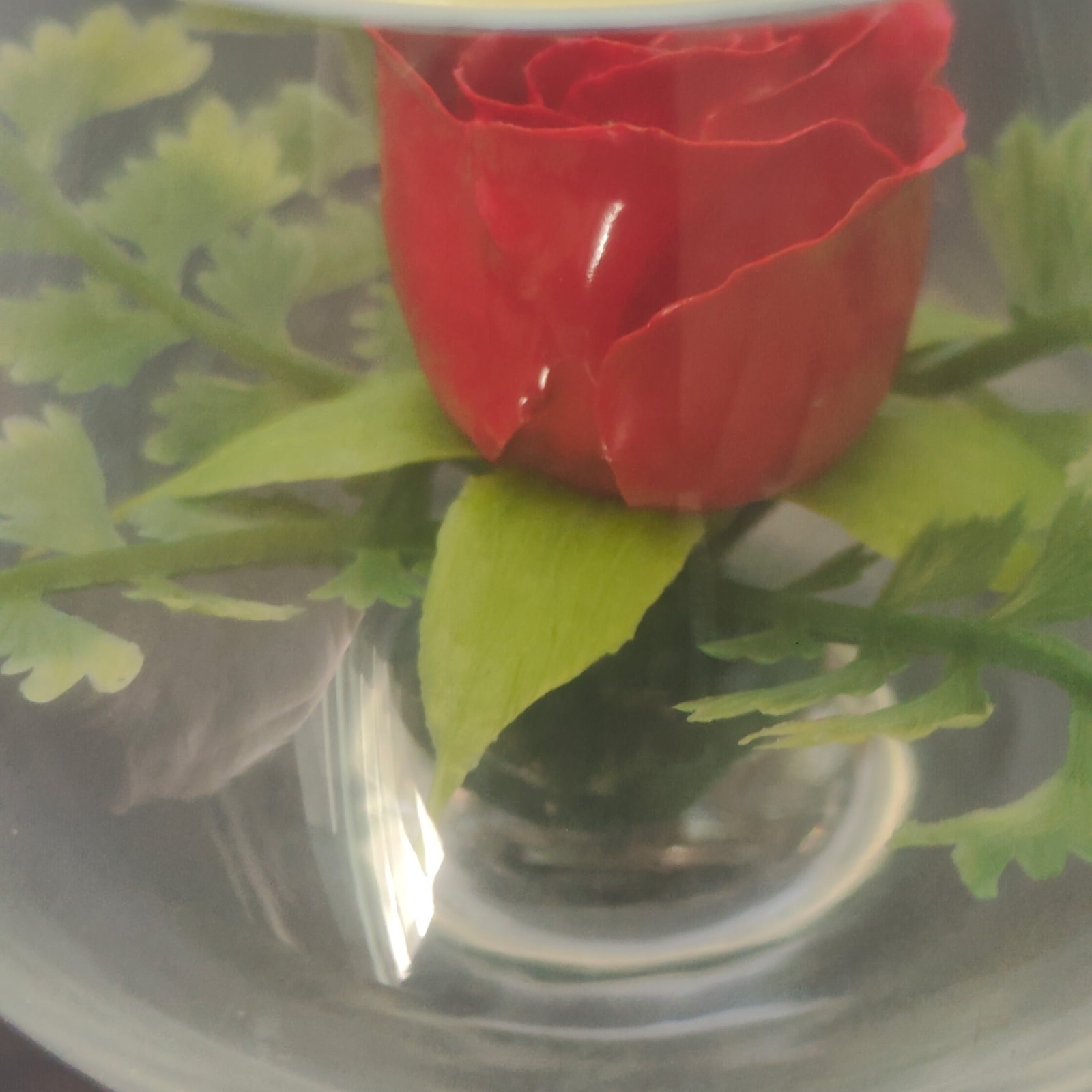 Lifesake Flowers Red Rose Preserved In Wine Glass Decor VTG Cottage Core Romance