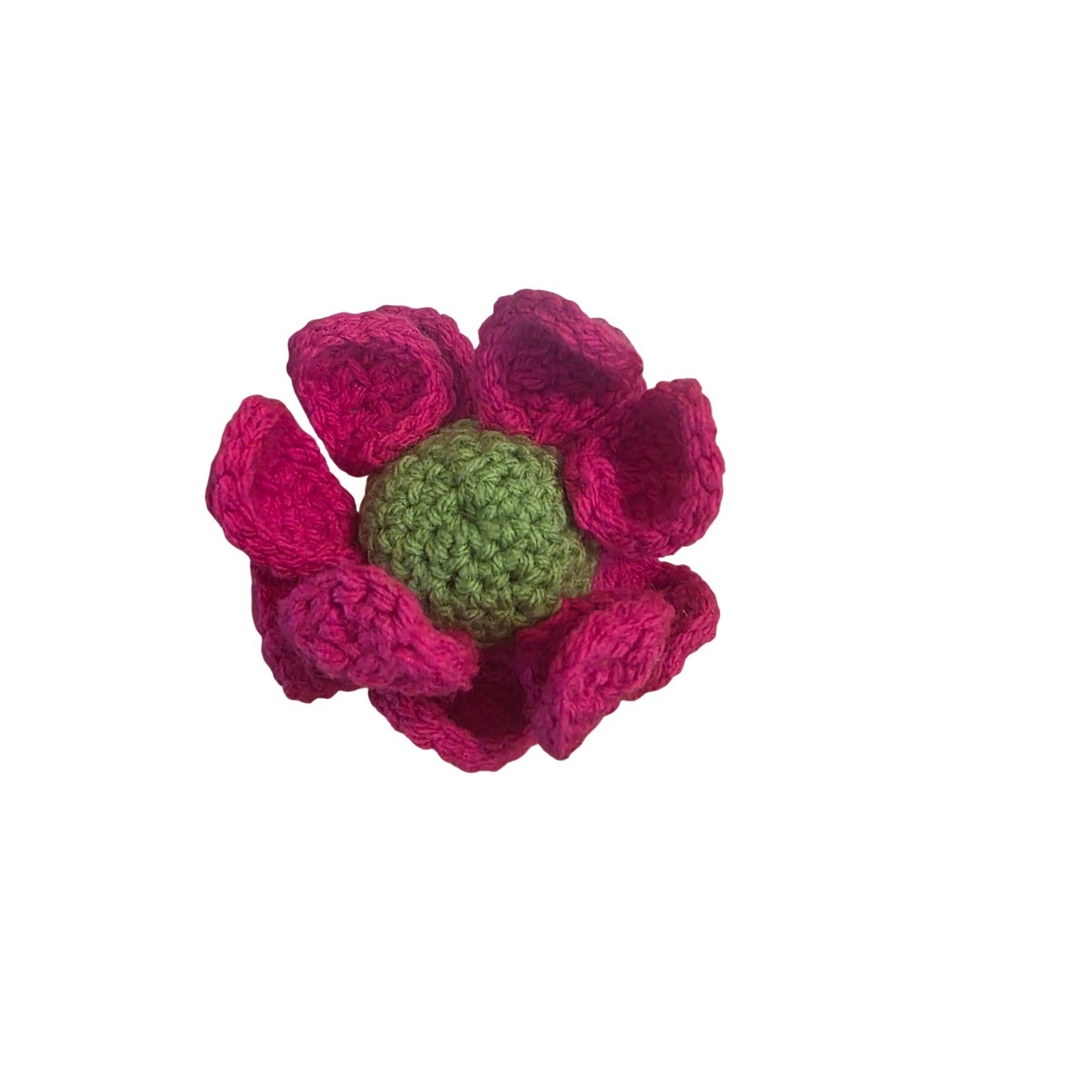 Handmade Crochet Flower Fuchsia Pink Green Stem Amigurumi Decor 10 Inch