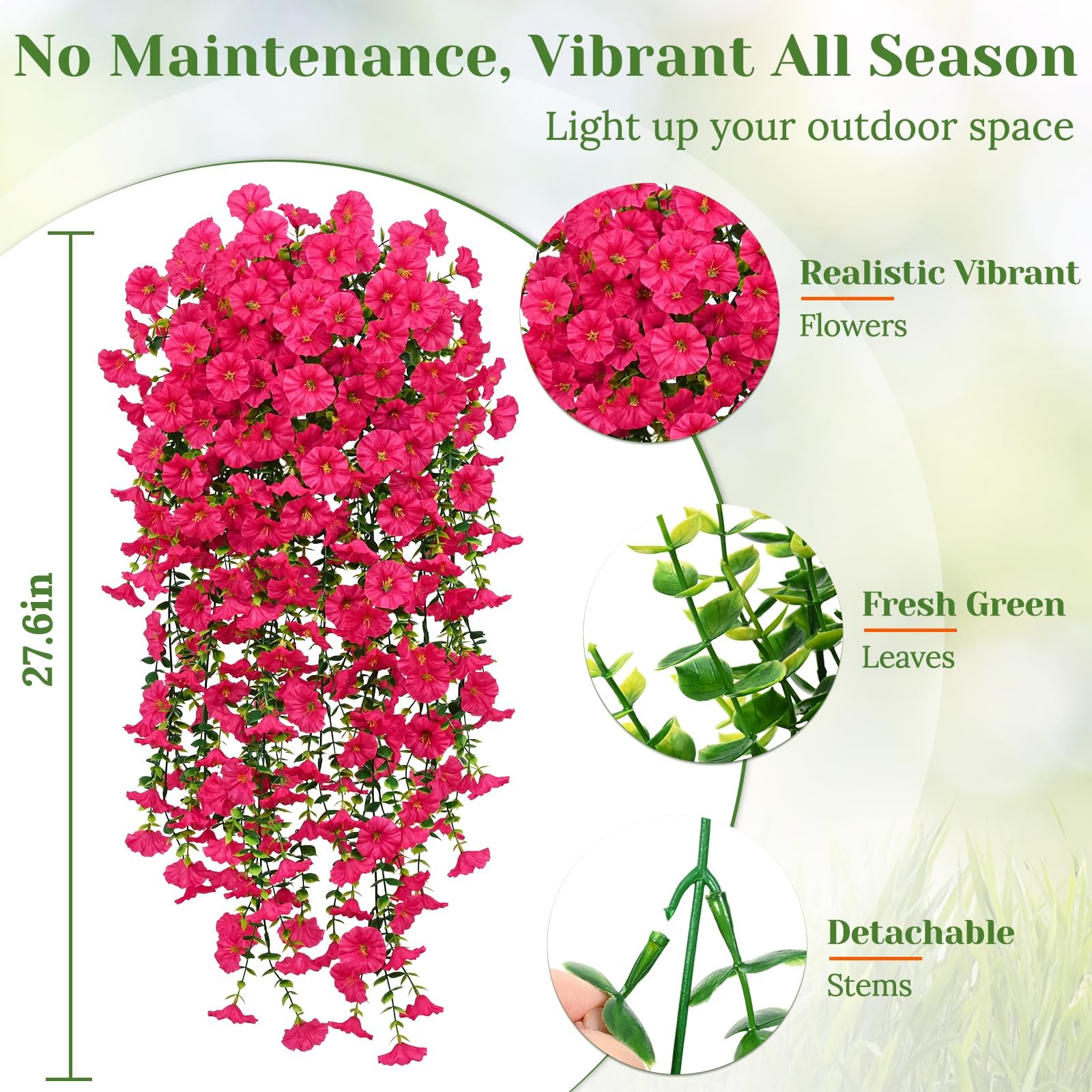MARTINE MALL 8 Pcs Look Real Artificial Flowers for Outdoors, Realistic Artif…