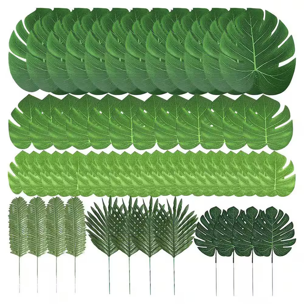60 In. 6 Kinds Artificial Green Indoor/Outdoor Palm Monstera Leaves Tropical Pla