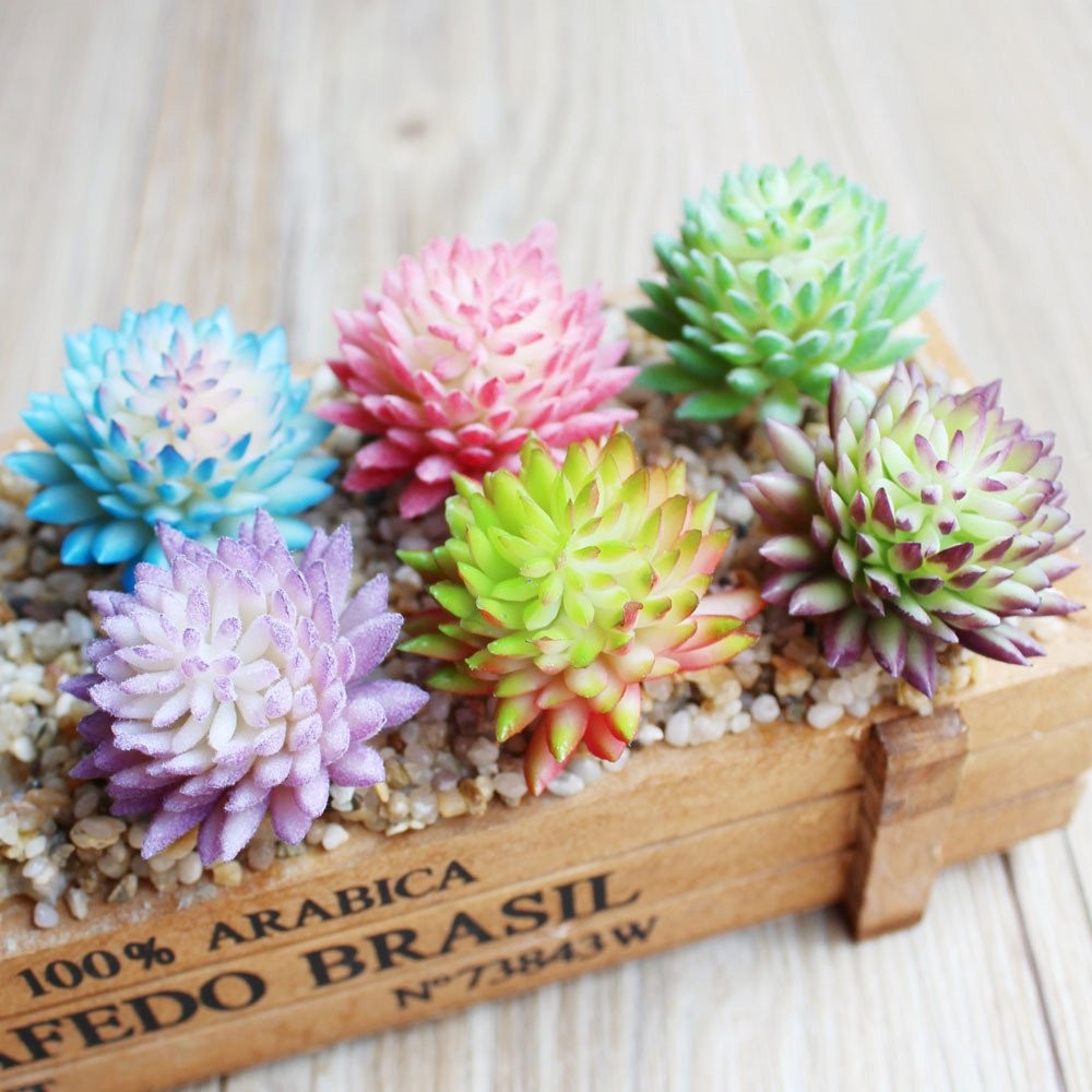 11PCS Assorted Multicolor Artificial Succulent Plants Textured Cactus Aloe Su…