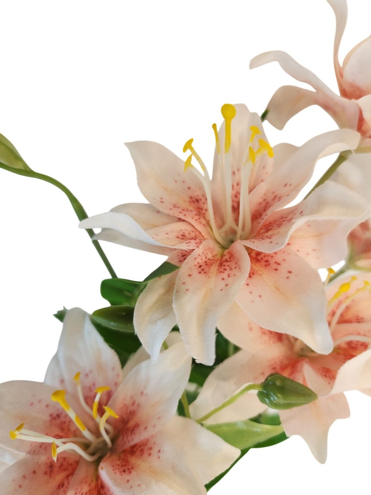 Luxury Artificial Asiatic Lily Stem 27 Inch | Blush Pink and White Faux Lily | D