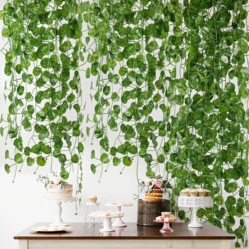 1/5PCS Artificial Plants Green Leaf Vine Centerpieces Wedding Home Roomoutdoor G