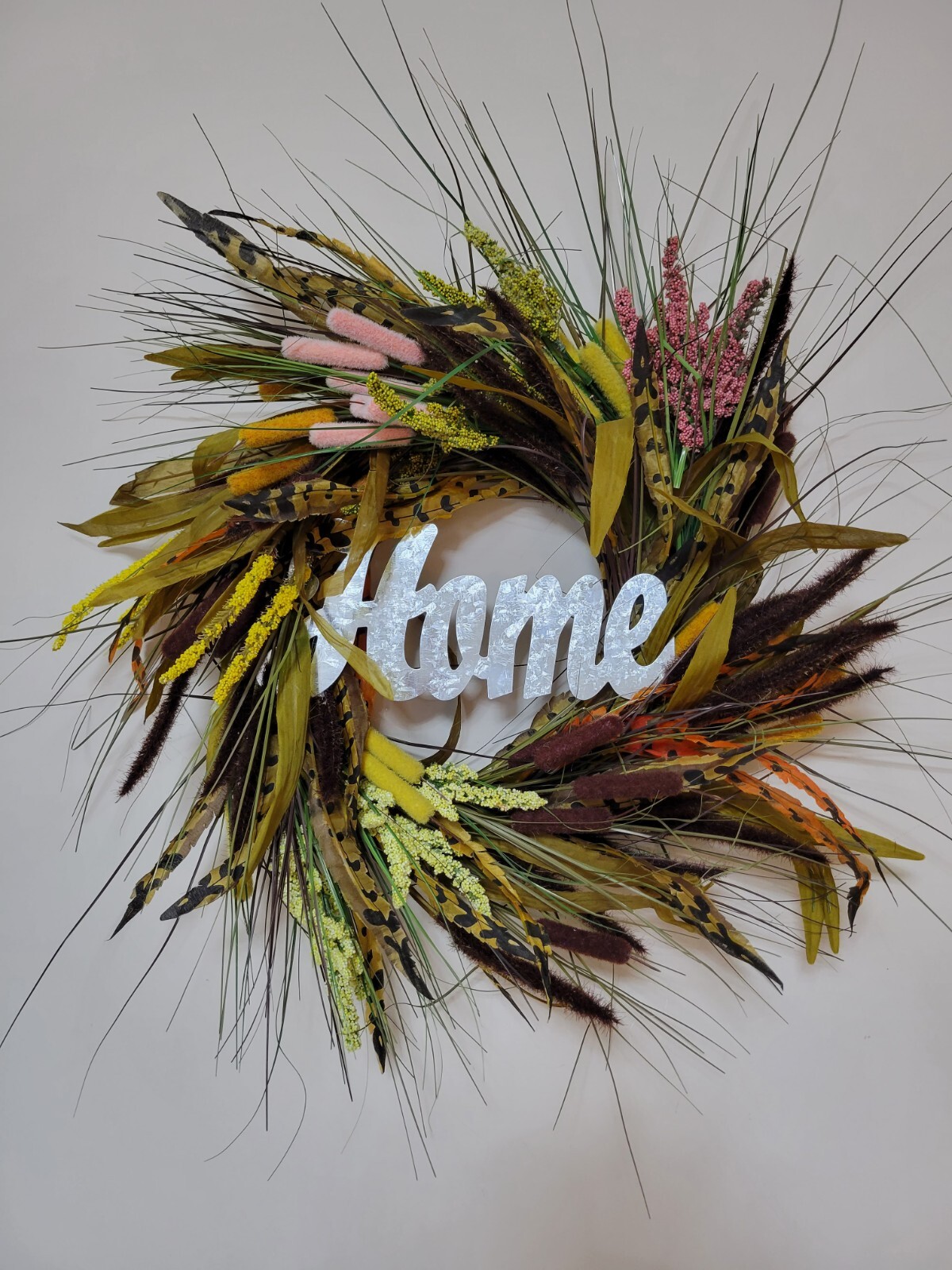 HOME WREATH flowers Decor Front Door Large brown fall autumn winter