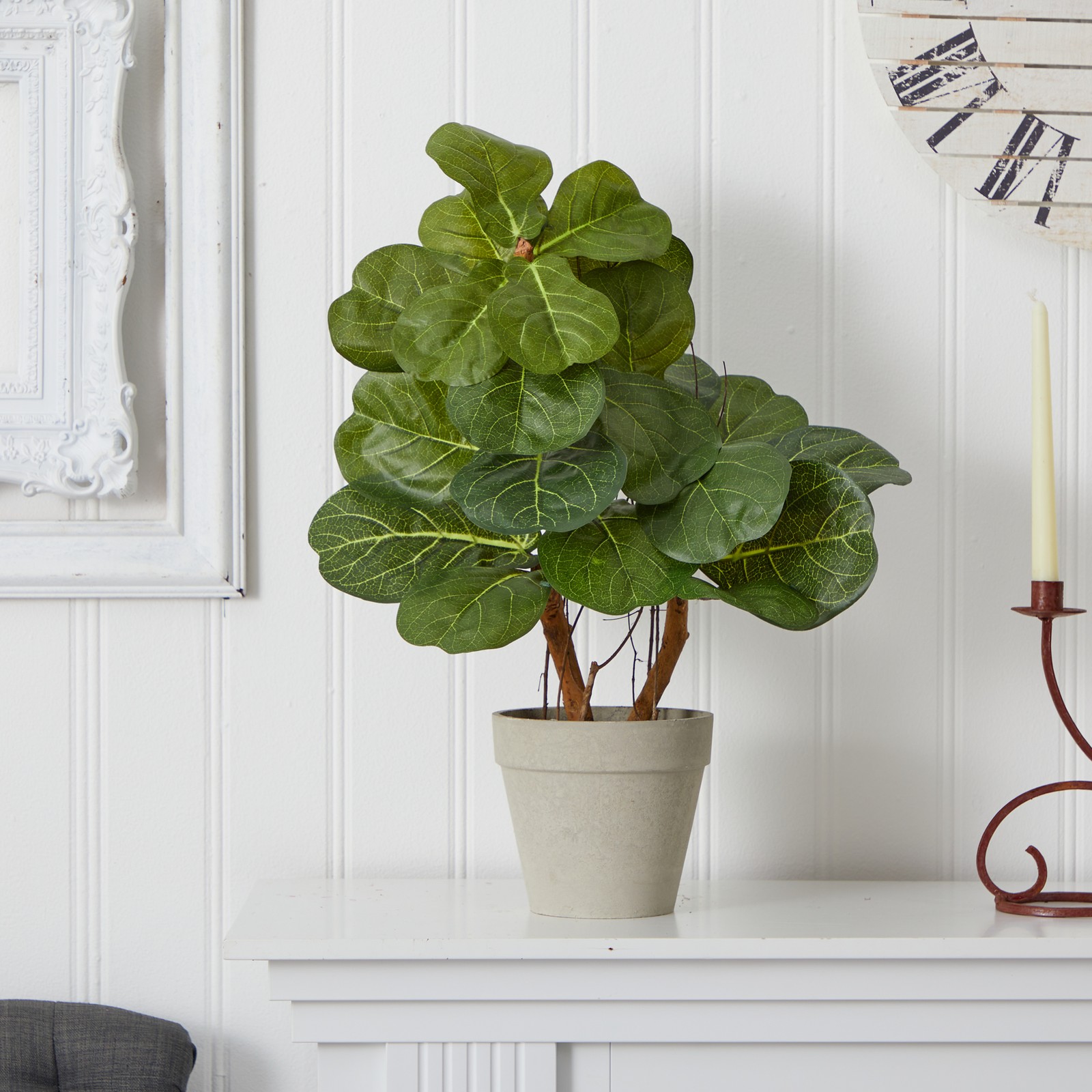 Nearly Natural 22″ Fiddle Leaf Artificial Plant in Green