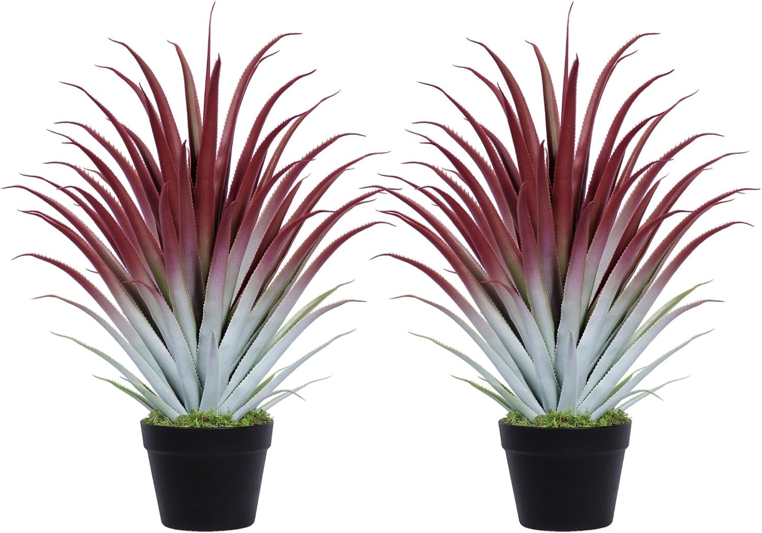 2Ft Red Faux Agave Plant – 26 Inch Artificial Aloe Vera – 2 Pack for Indoor/Outd