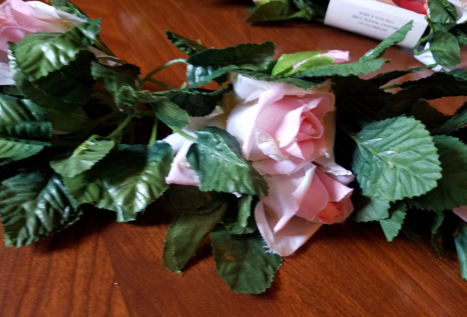 Pink Curled Roses with DewDrops Swag, by Reliance NWT