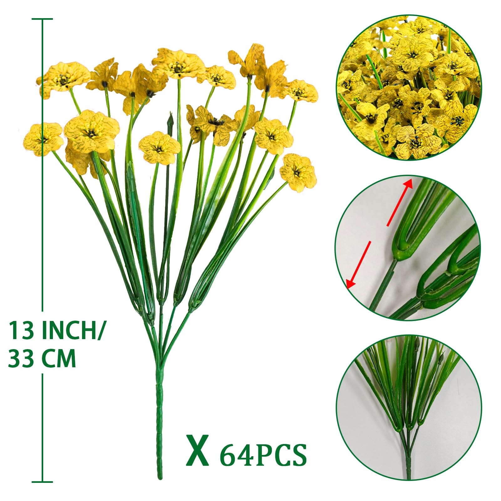 48 Bundles Outdoor Artificial Flowers UV Resistant Fake Silk Flowers Faux Pla…