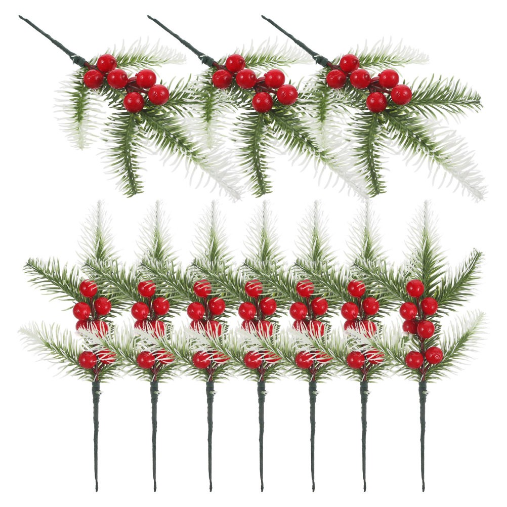10Pcs Reusable Artificial Christmas Berry Stems for Decor Assorted Color PVC