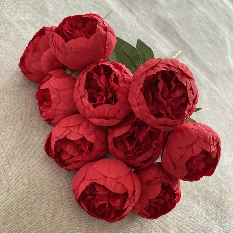 10 Heads Silk Peony Artificial Flowers Bouquet | Large Peonies Valentines Decors