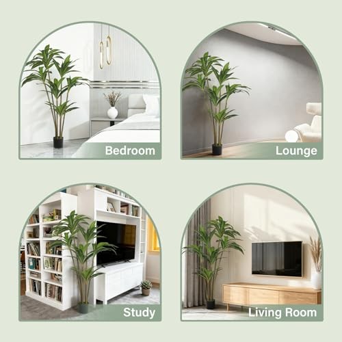 5FT Artificial Tree Dracaena Plant in Decorative Pot-Realistic Fake Plant 5ft