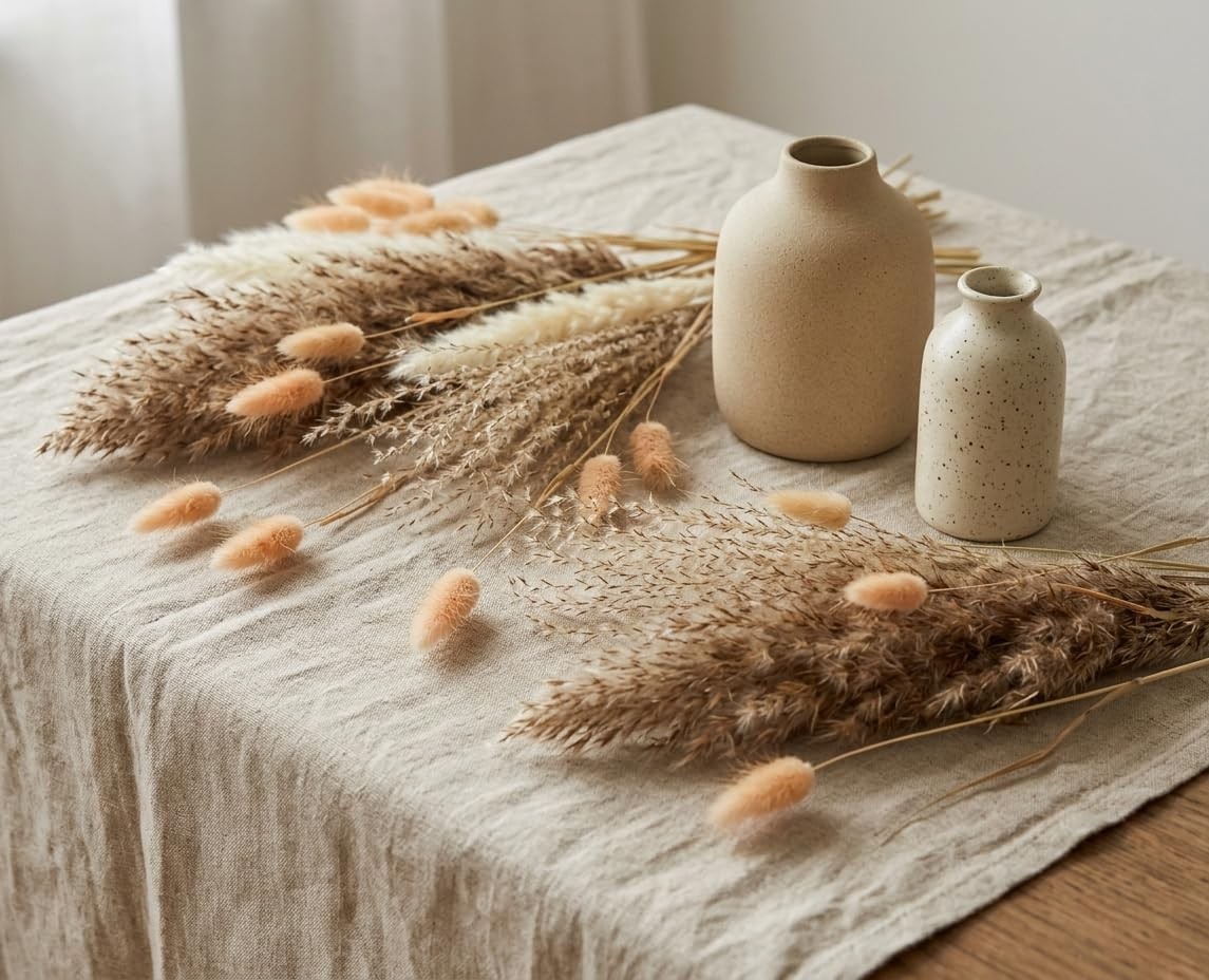 100 Stems Dried Pampas Grass, Boho Table Decor Natural Reed Phragmites Grass,…