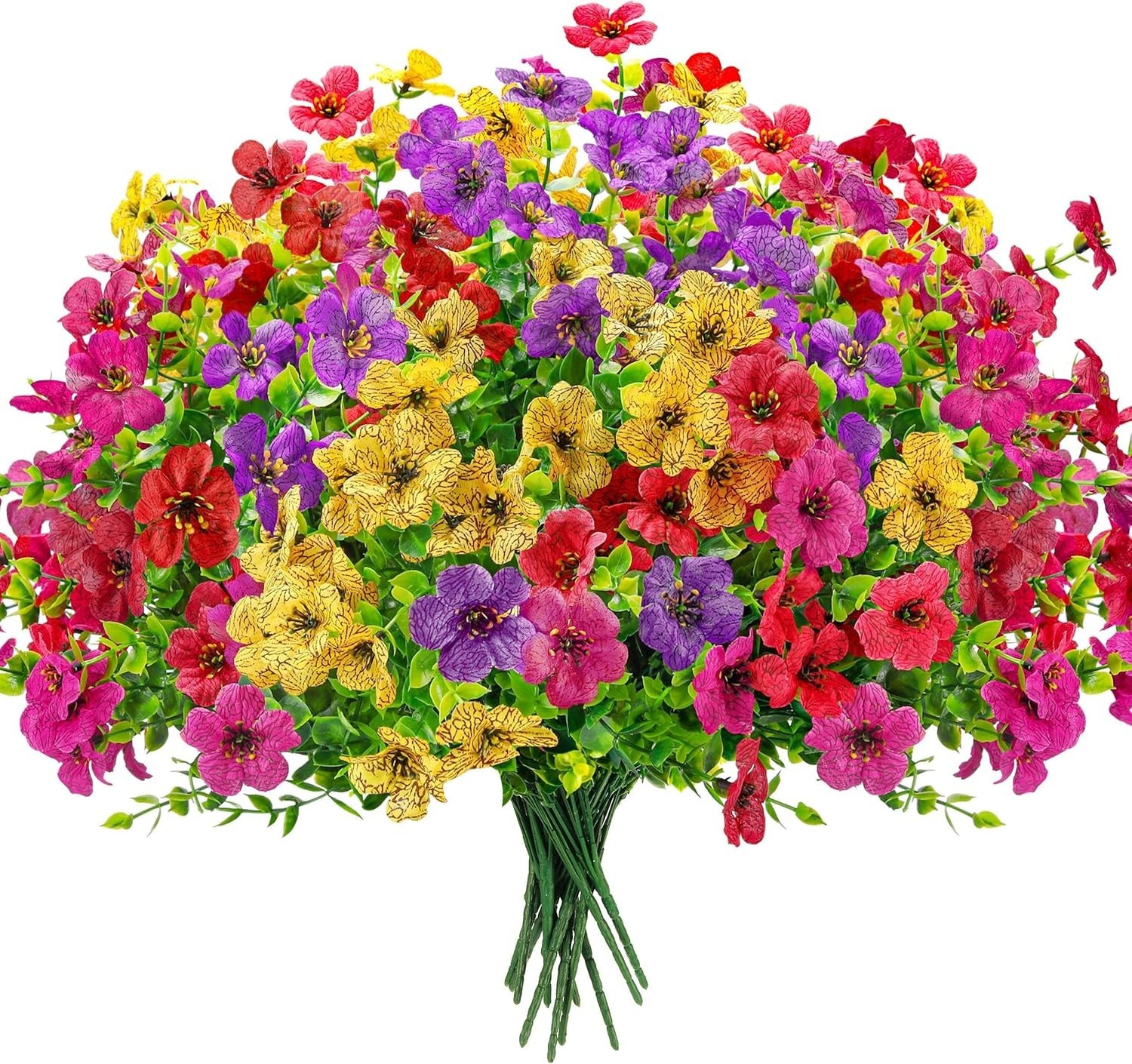 Der Rose 12 Bundles Artificial Flowers for Outdoors Fake Flowers Plants