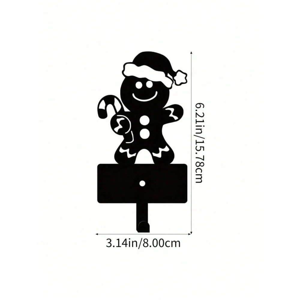 Cute Gingerbread 5-Hook Wall Key Holder with Towel Ring Christmas Organizer Gift