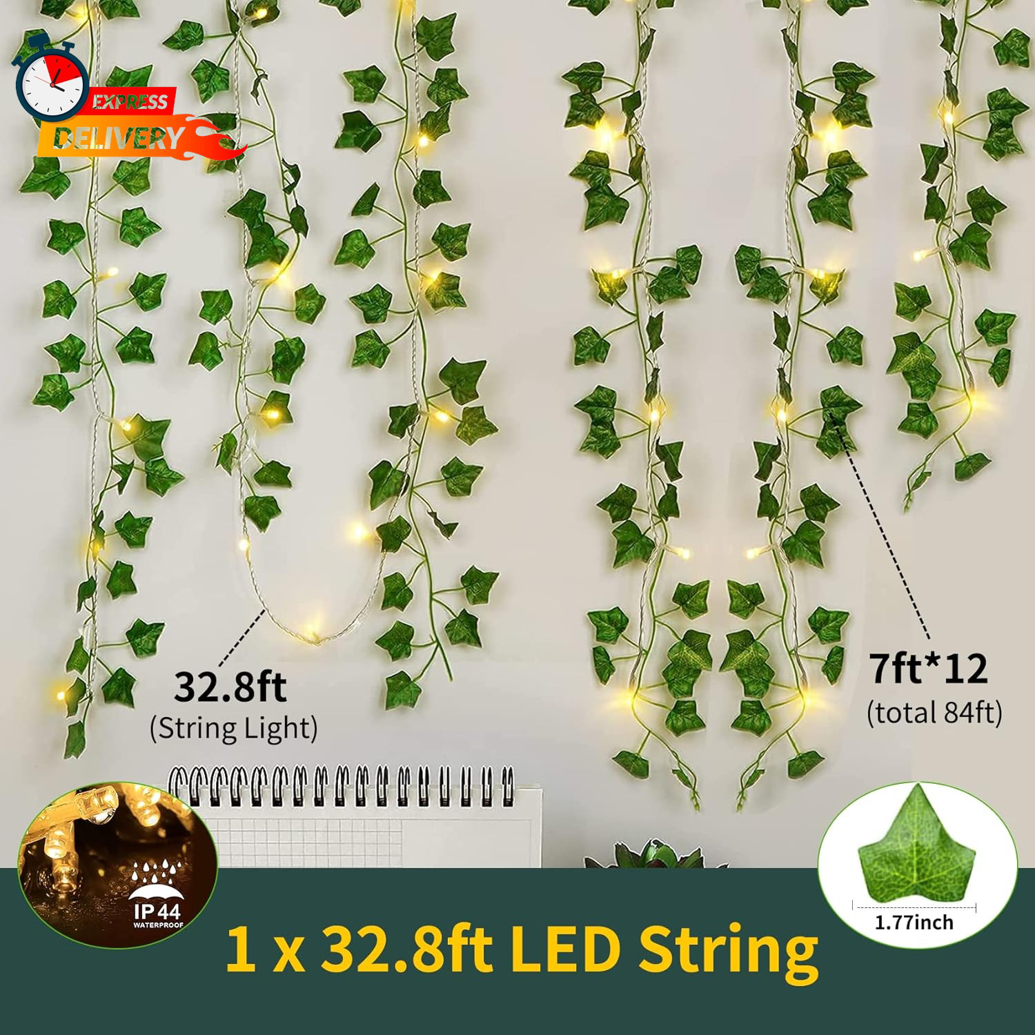 KASZOO 84Ft 12 Pack Artificial Ivy Garland Fake Plants, Vine Hanging Garland wit