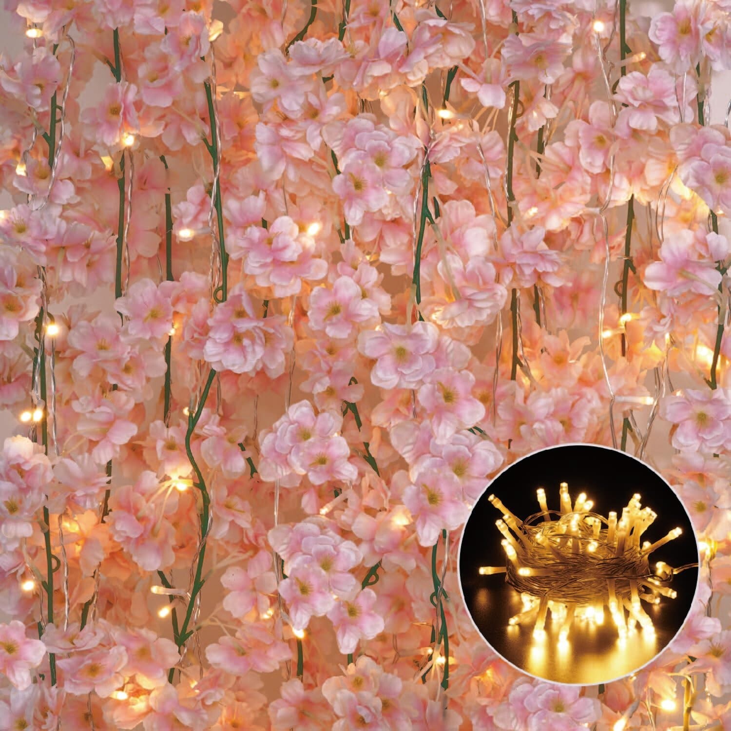 Sunm Boutique Cherry Blossom Garland 6-Pack 35.4 Ft Cherry Blossom Hanging Vi…