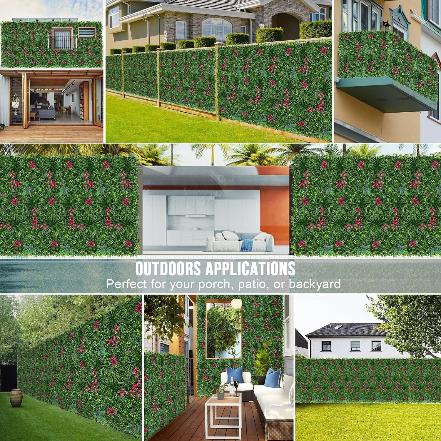 Versatile 12-Piece Artificial Grass Wall Panels, 20″x20″ for Indoors & Outdoors