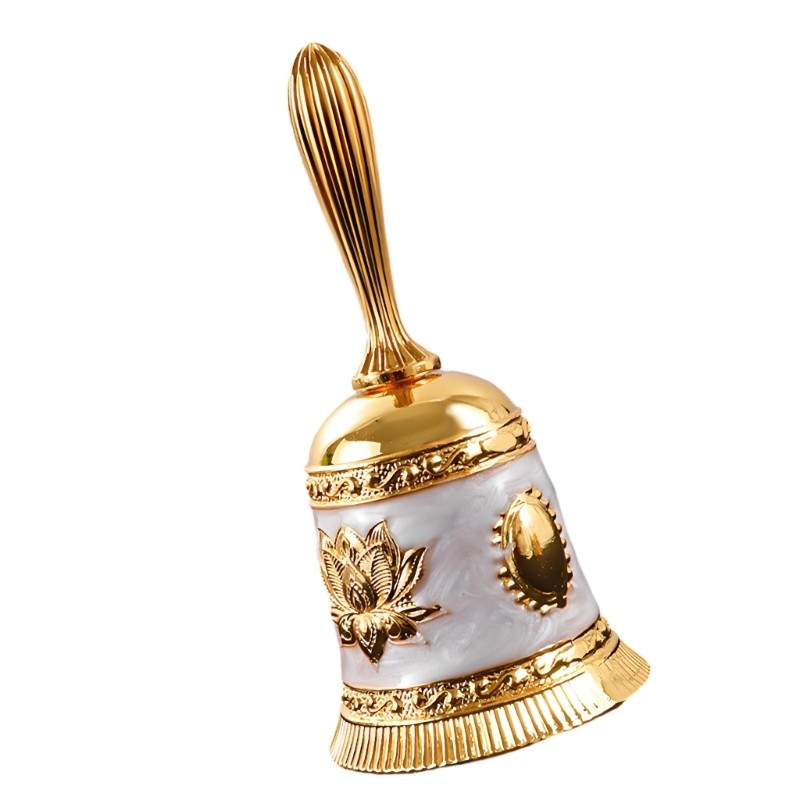 Flower Pattern Metal Hand Bell Handbell for Teaching, Props, and Table Display