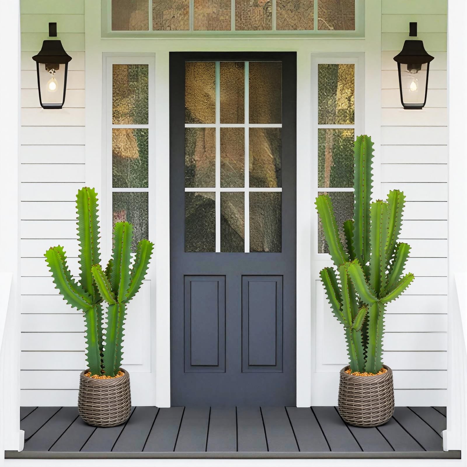 Artificial Cactus Plants, 3ft Tall UV-Resistant Fake Desert Cacti Plant in Br…