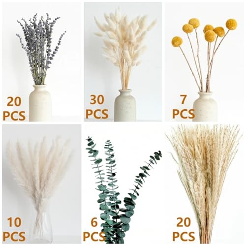 Dried Pampas Grass Bouquet – Boho Pampas Grass Decor for Home, Vase Fillers & C