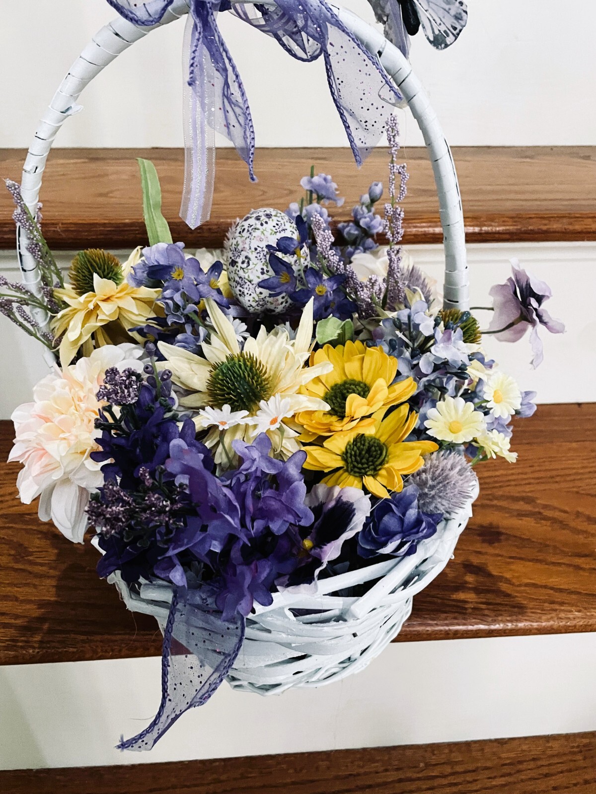 Jewel tone colored flower basket