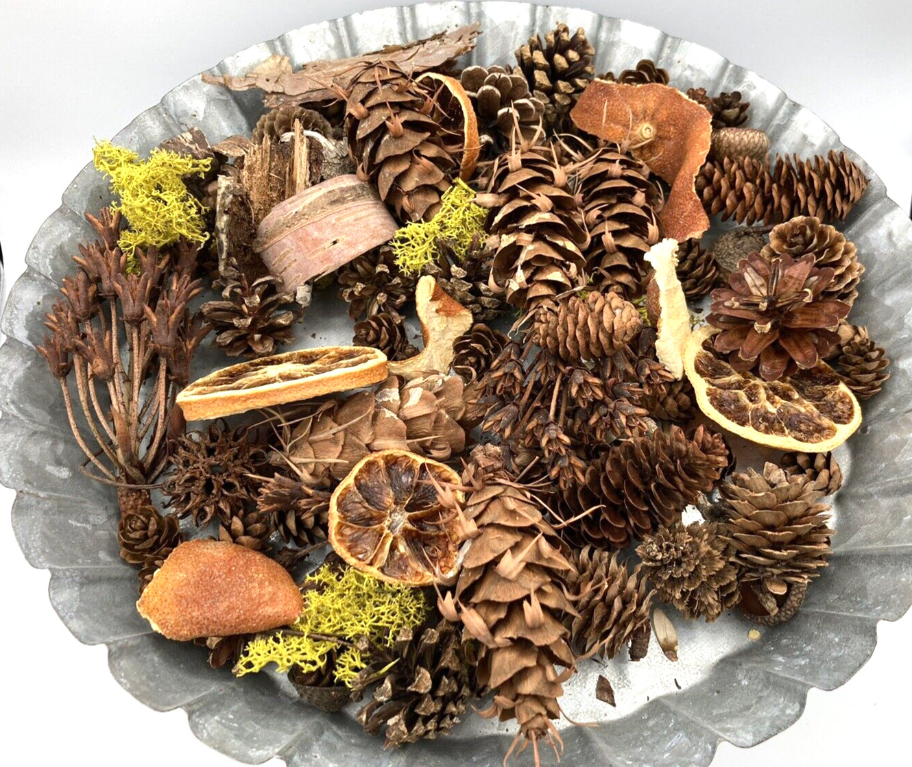 Natural Vase Bowl Filler Pine Cone Dried Oranges Holiday Tiered Tray Scatter 6oz