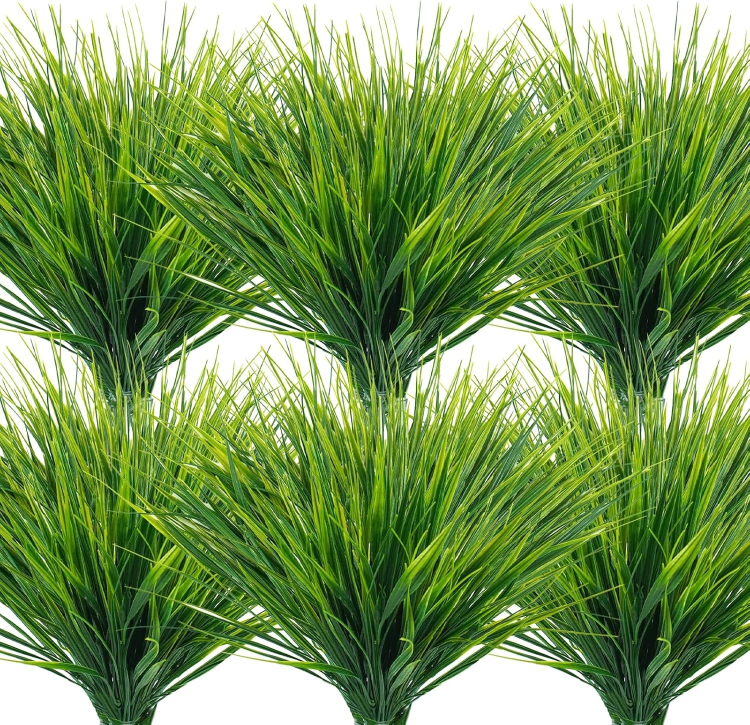 No-Fade Faux Plastic Grass Plants – 12 Bundles for Elegant Indoor & Outdoor Use