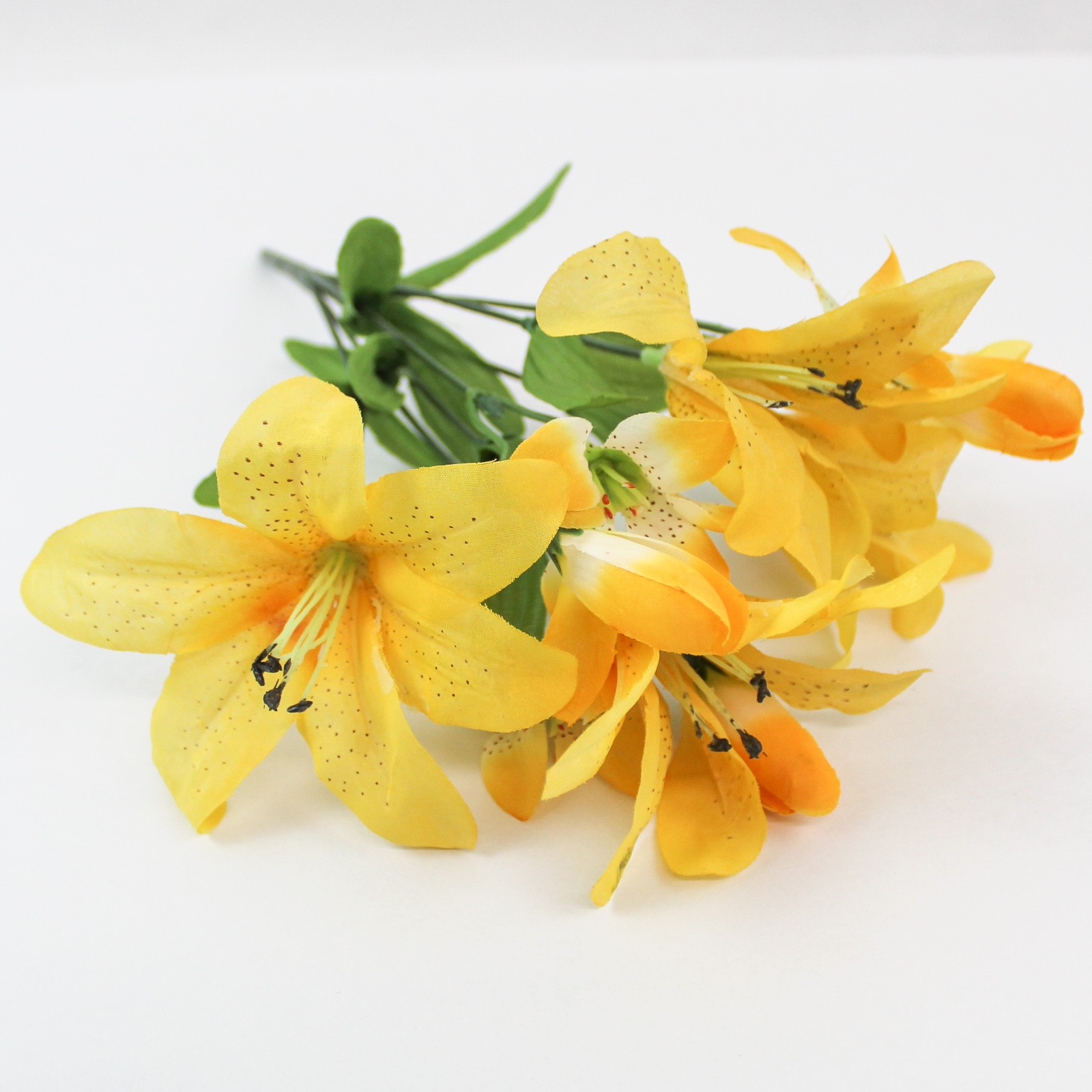 Unbranded Lot of 3 Artificial Spring Floral Bouquet Yellow Lilies Pink Roses