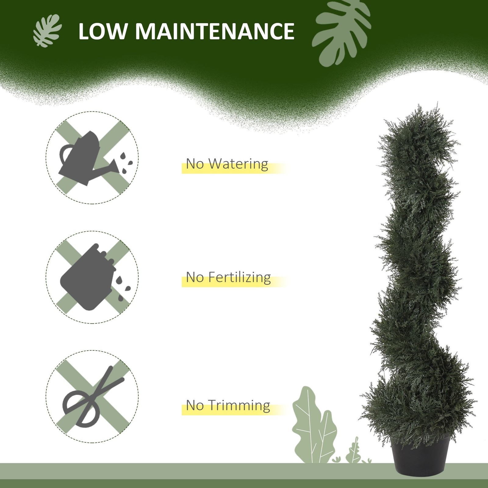 Easy-Care Spiral Artificial Cedar Tree 35.5in Height 7in Diameter