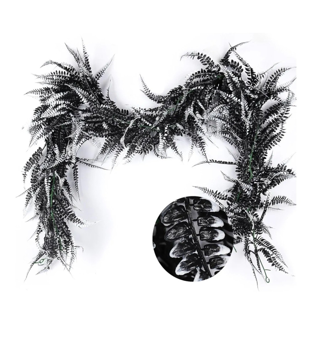 2 Pcs Black Garland Artificial Boston Palnts 6 FT Black Fern for Decor hanging
