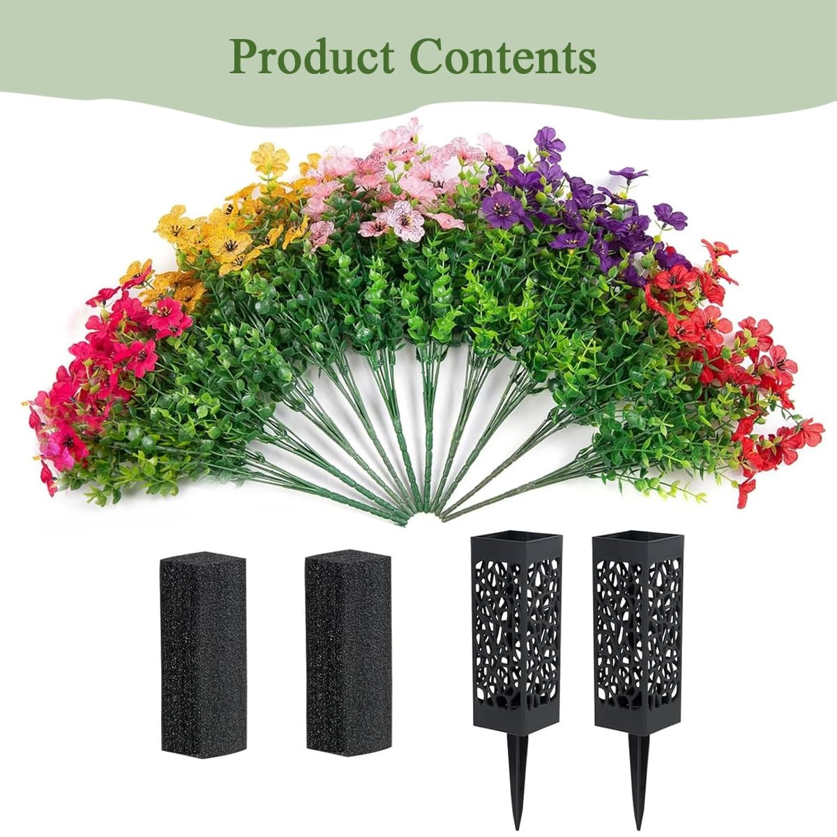 Cemetery Flowers For Grave With Vases Artificial Memorial Faux Silk 2 PCS