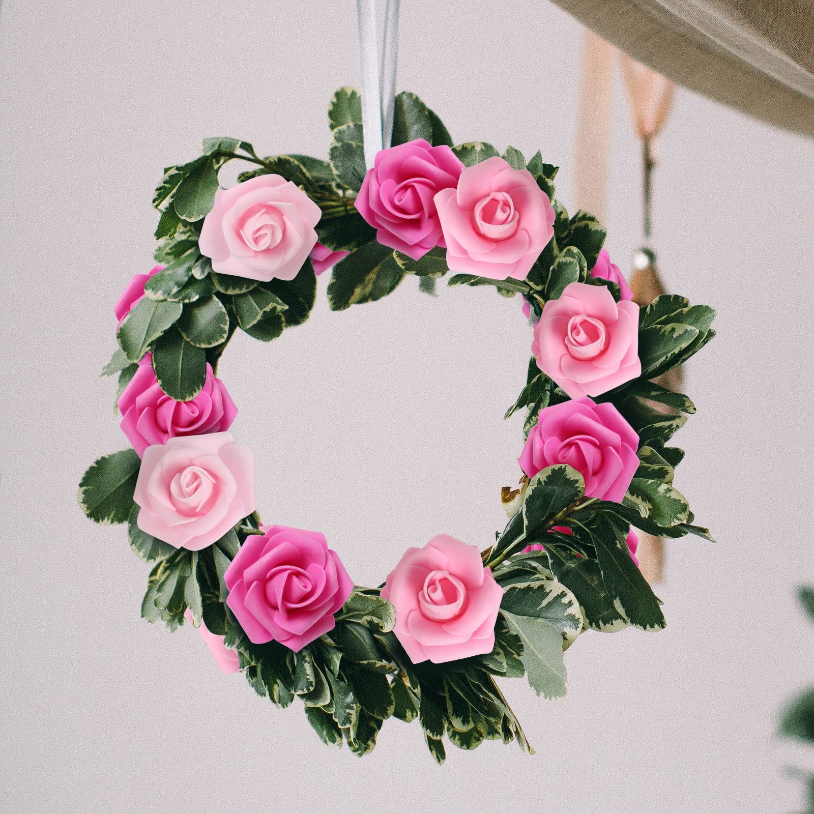 200 PCS 1.97 Inch Mixed Pink Foam Roses Artificial Flower Heads Crafts Wedding