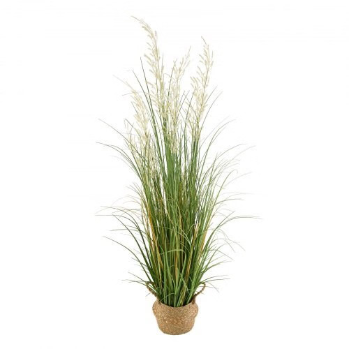 Artificial Grass Plant, 47 inch Reed Flower Grass in Pot, Premium PVC Faux Fake