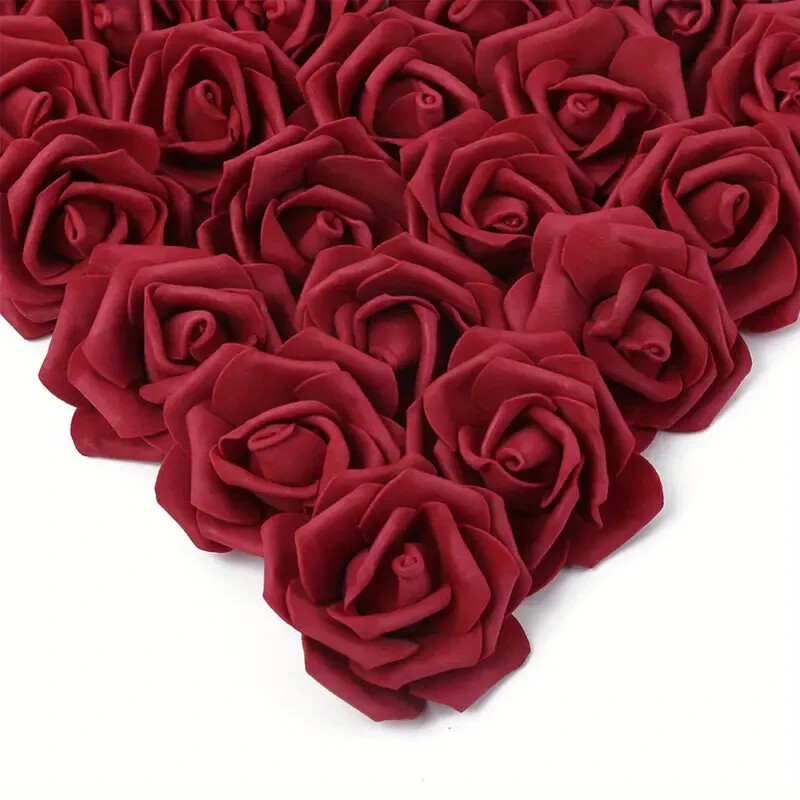 30 Pcs Realistic Foam Artificial Rose Flower Decorations Red
