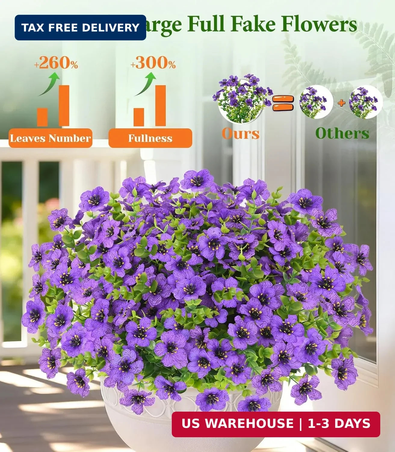 Elyum Artificial Flowers for Outdoors, 9 Bundles Artificial Plants & Flowers Out