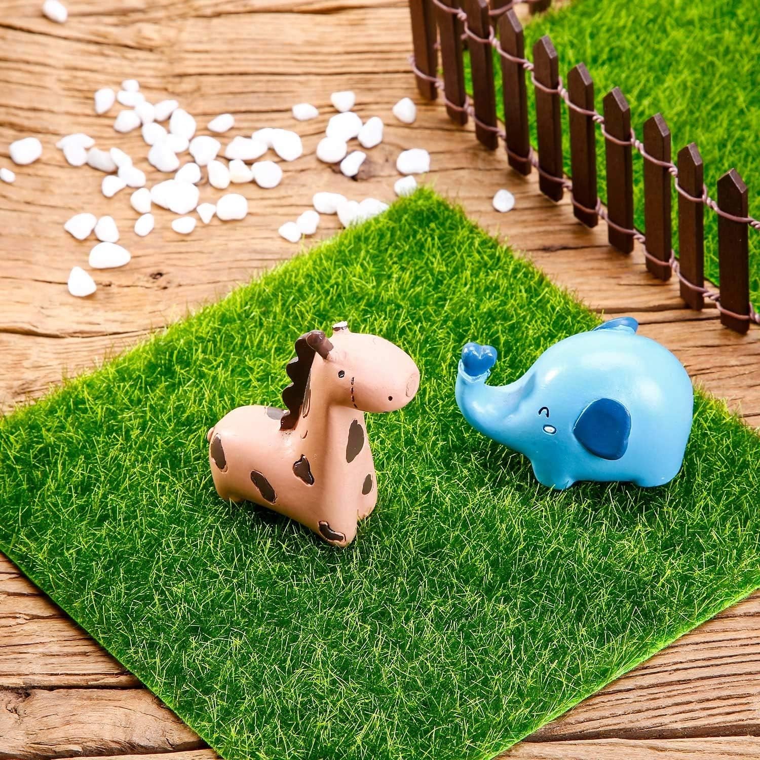 4 Packs Artificial Grass Mats 6×6 Inch Fake Turf Decor for DIY Dollhouse Fair…