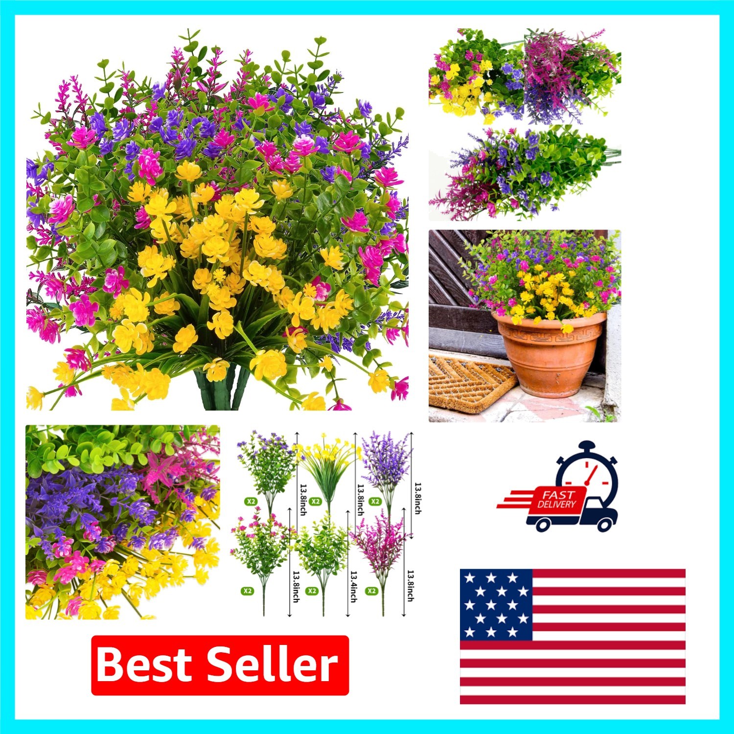 12 Bundles of UV Resistant Artificial Flowers – Perfect for Garden and Weddings