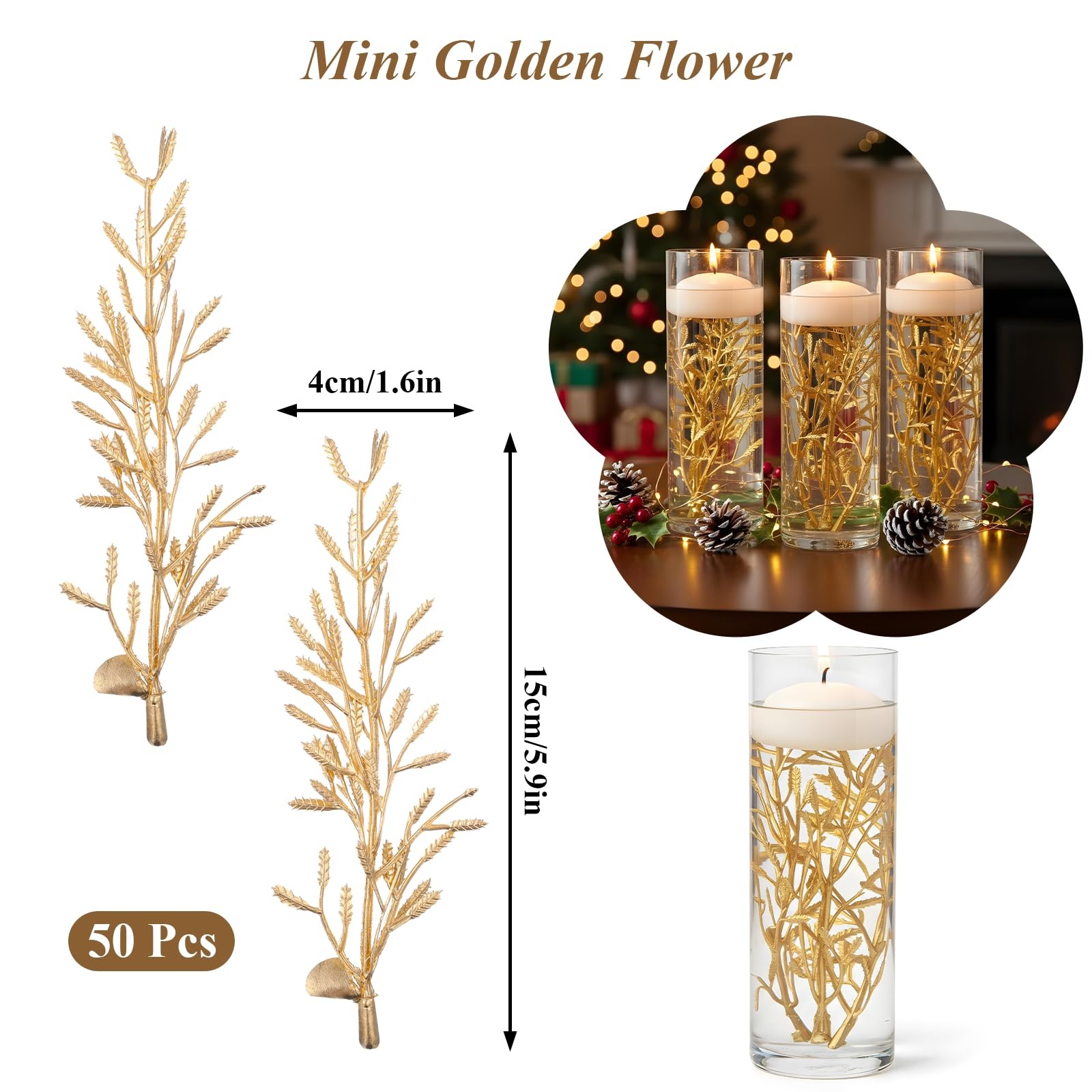 50 Pcs Faux Flowers for Floating Candles Floating Flowers for Centerpiece Vas…