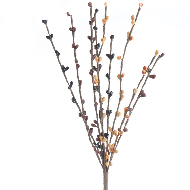 Hand Wrapped Harvest Orange, Brown and Black Colored Pip Berry Picks
