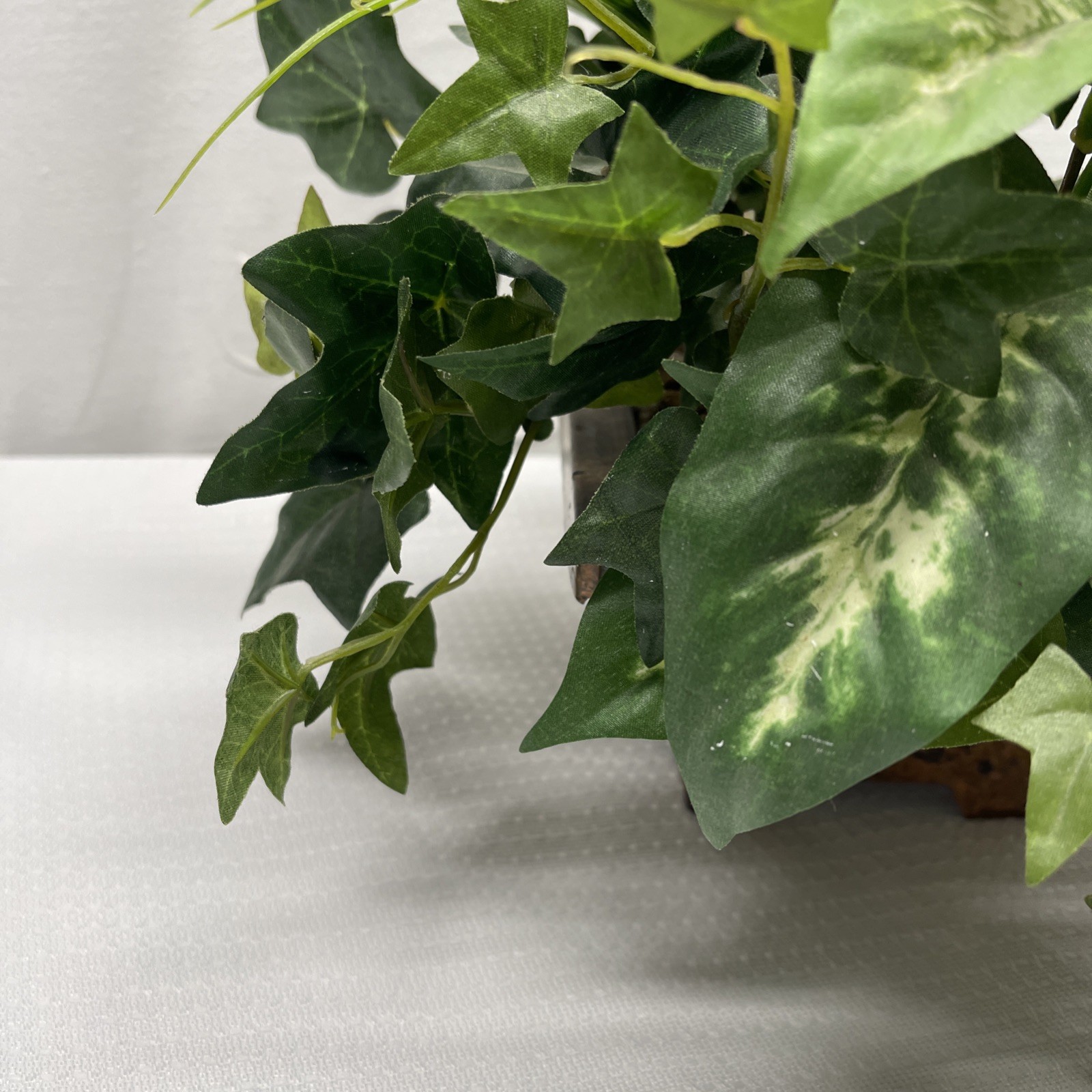 Artificial Indoor Mixed Plants Faux Copper Square Planter Pot 13″ Tall 15″ Wide
