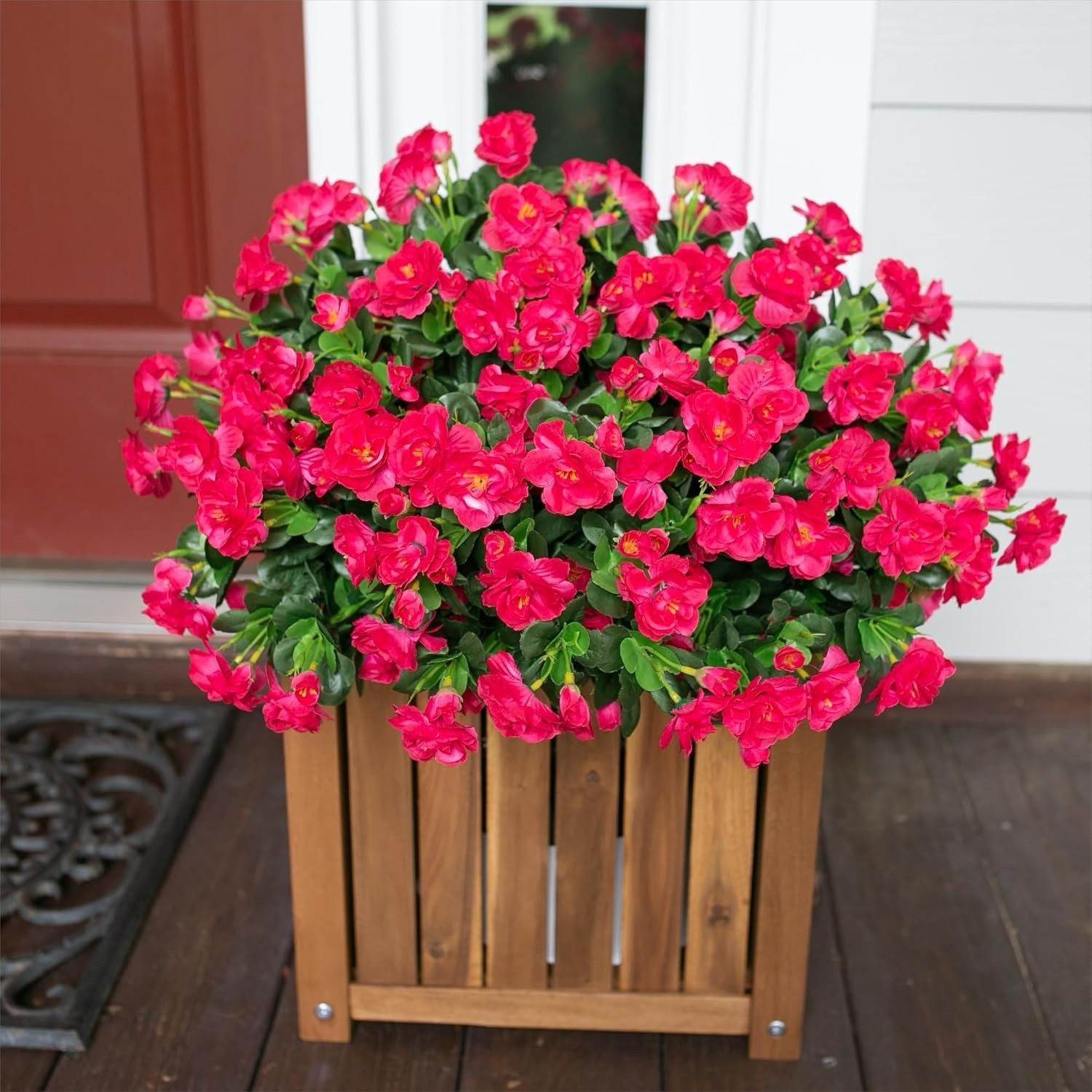 Artificial Fake Pink Flowers Plants for Spring Outdoor, 3 bundles