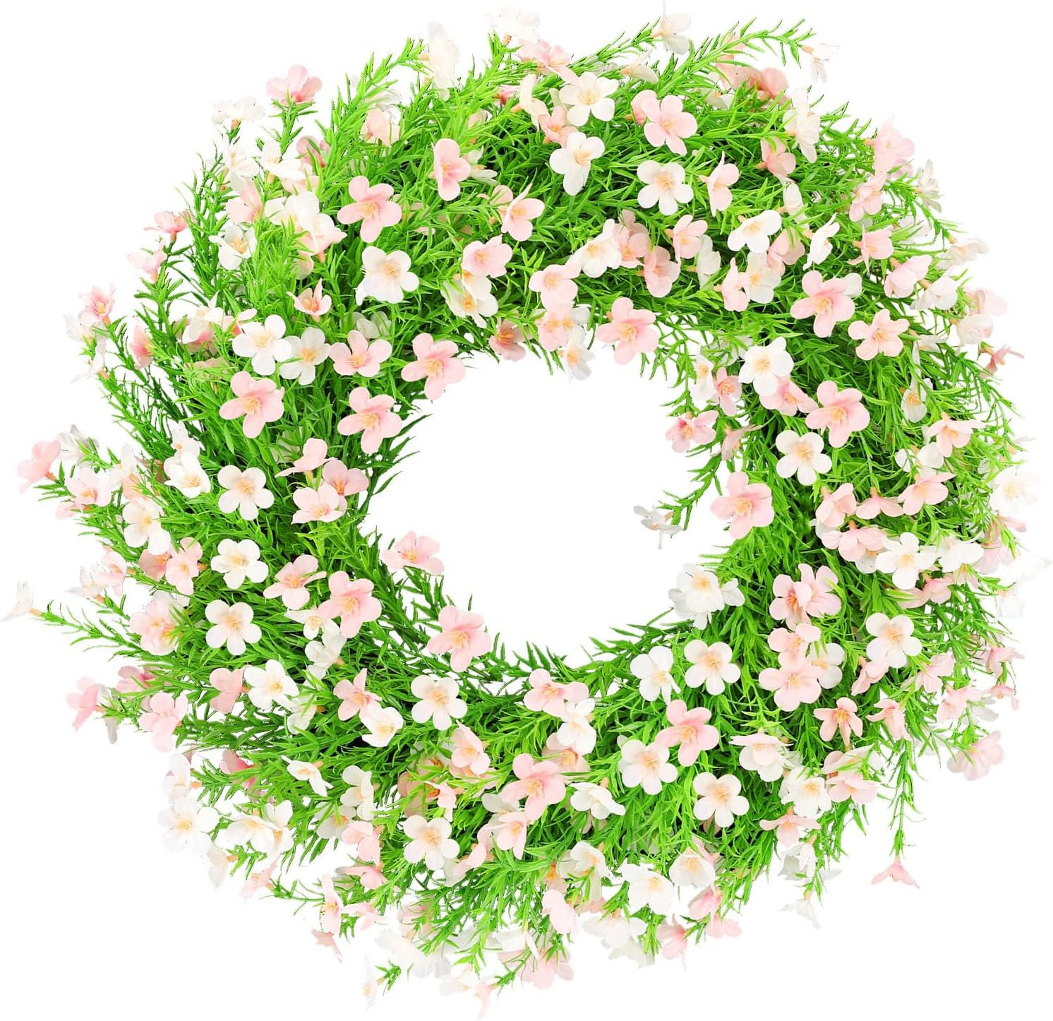 24 Inch Whitepink Artificial Forsythia Silk Front Door Wreath | Beautiful Whitep