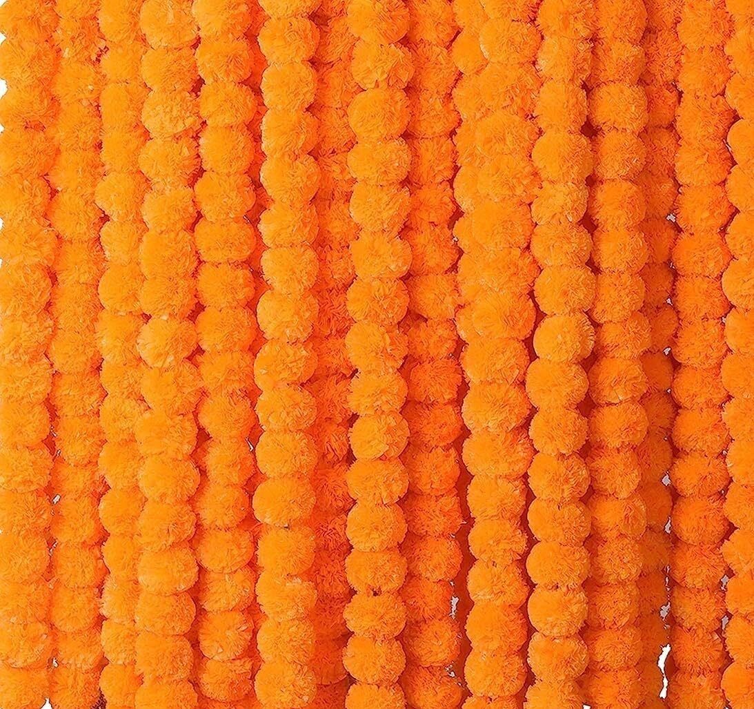 5 Pcs Artificial Marigold Flower Garland 5 Feet Long Indian Wedding Decor
