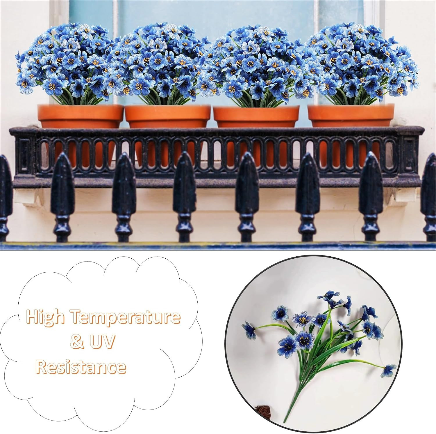 12 Bundles Blue Artificial Flowers for Home Décor, No Fade Faux Flowers Fake …