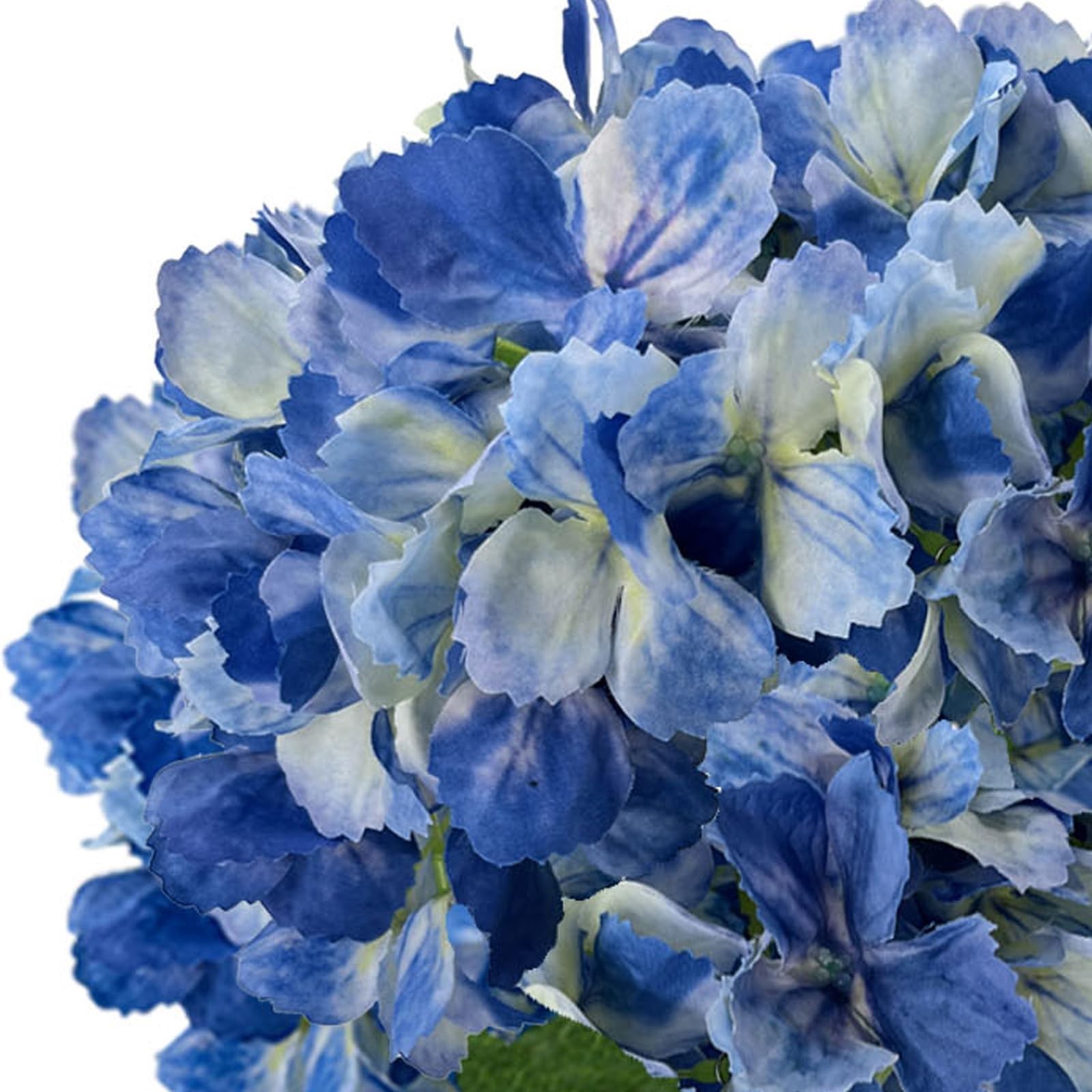 Blue Silk Hydrangea Artificial Flowers Fringed Edge Fake Flowers with Glass V…