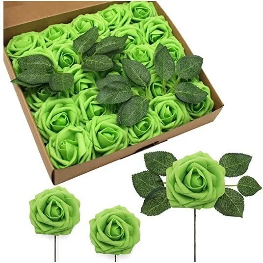 25Pcs Artificial Flowers Fake Flowers Roses Stem for DIY Wedding Bouquets Party